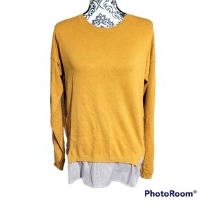 Love Tree Mustard Yellow Layered Lightweight soft Sweater Womens Size Large